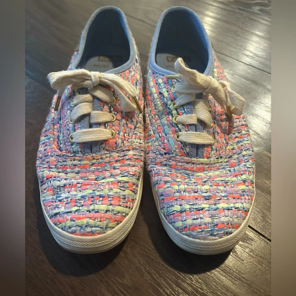 Keds x Oh Joy! Champion Woven Tweed Sneakers Women’s 7.5 | Multicolor Pink Blue - Picture 2 of 7